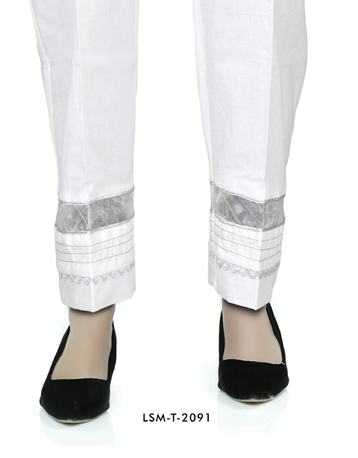 Lakhany 01 Piece Embroidered Stitched Trousers LSM-T-2091-White