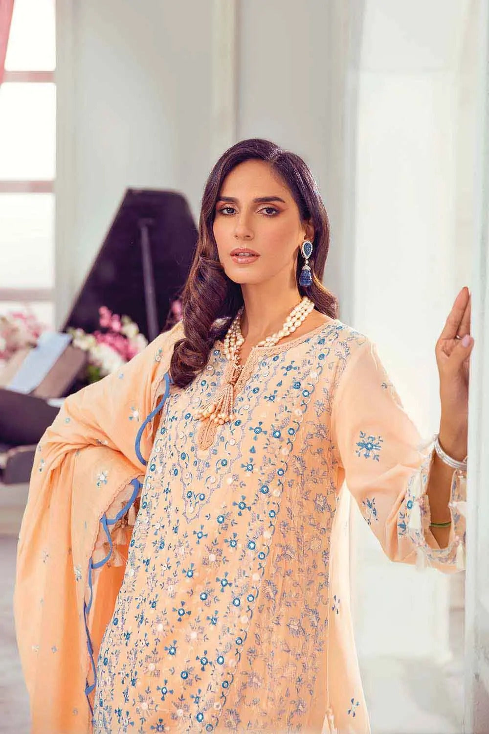 Gul Ahmed 3PC Swiss Voile Unstitched Embroidered Suit With Embroidered Lawn Dupatta LSV-22014