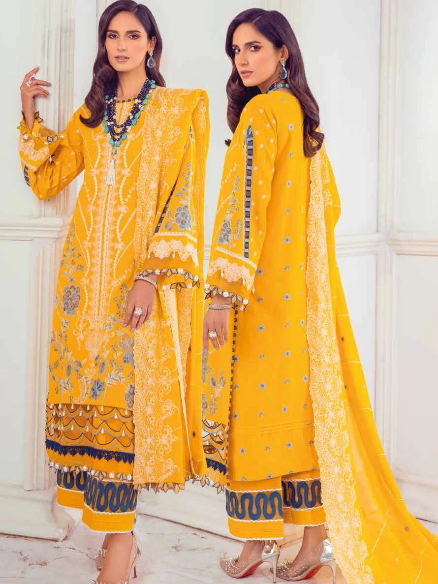 Gul Ahmed 3PC Swiss Voile Unstitched Embroidered Suit With Embroidered Denting Lawn Dupatta LSV-22026