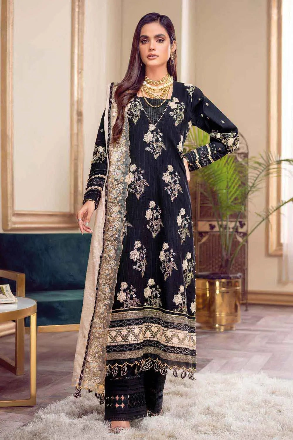 Gul Ahmed 3PC Swiss Voile Unstitched Embroidered Suit LSV-22032