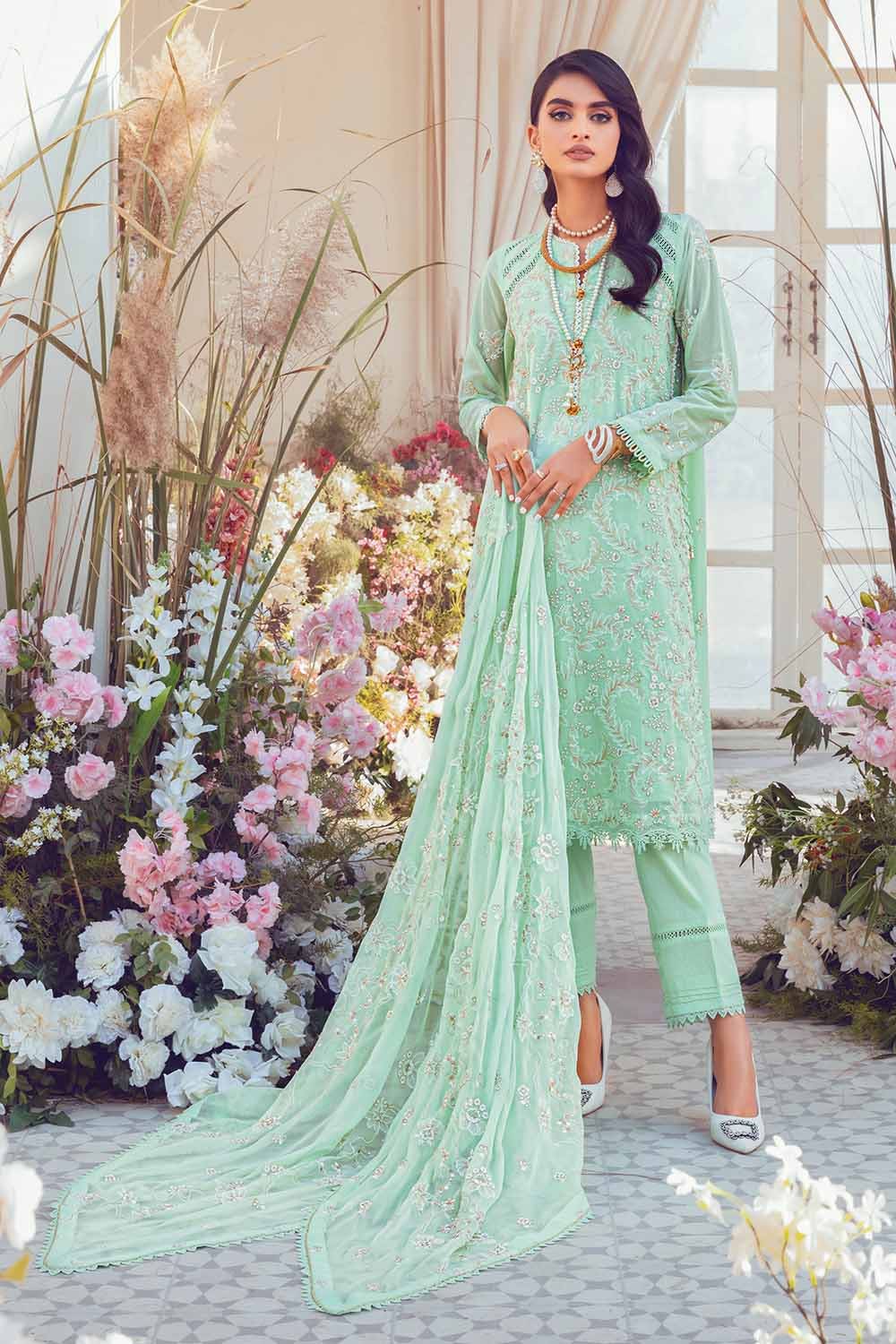 Gul Ahmed 3PC Embroidered Swiss Voile Unstitched Suit With Embroidered Chiffon Dupatta LSV-32015