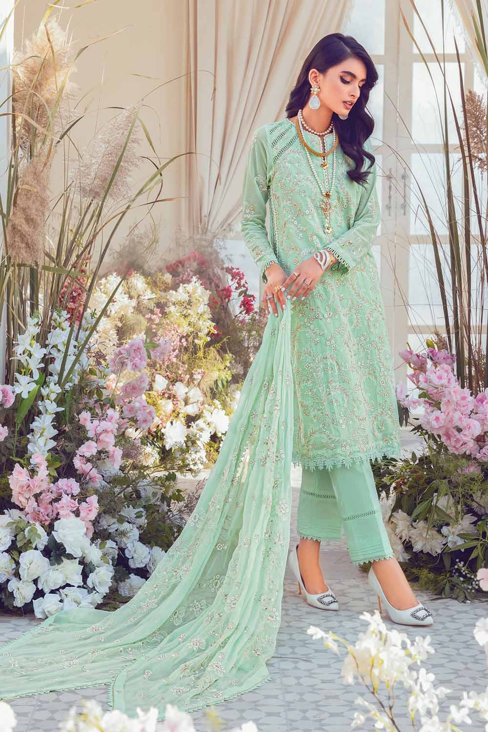 Gul Ahmed 3PC Embroidered Swiss Voile Unstitched Suit With Embroidered Chiffon Dupatta LSV-32015