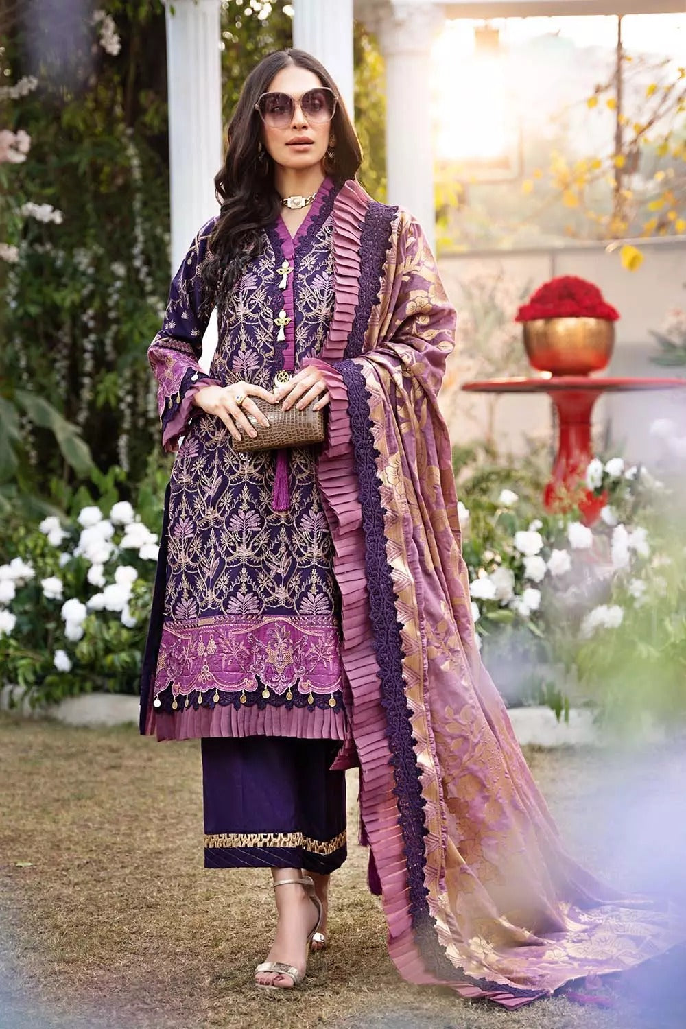 Gul Ahmed 3PC Unstitched Swiss Voile Suit With Jacquard Dupatta LSV-53