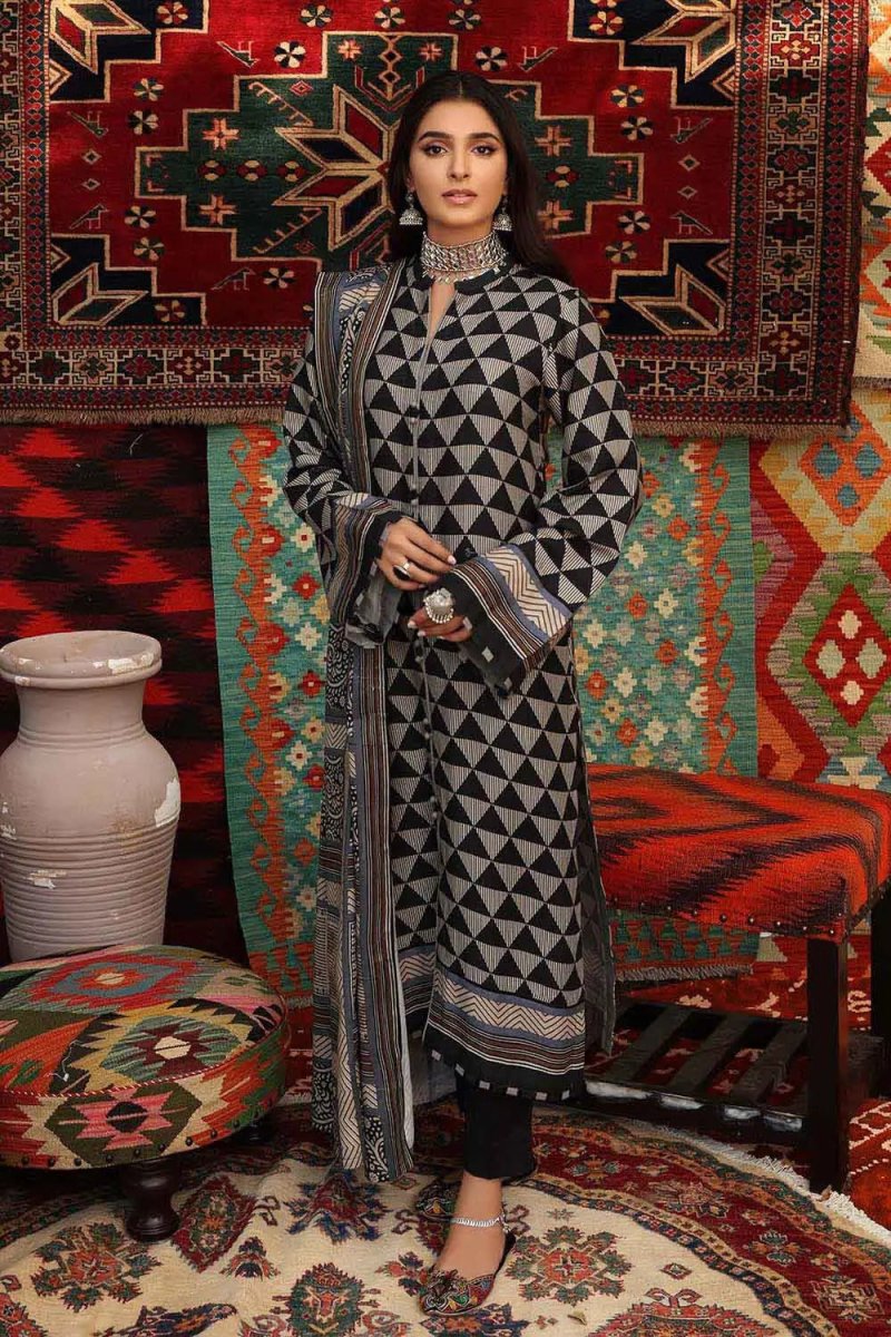 Gul Ahmed 3PC Unstitched Printed Linen Suit LT-12019 A