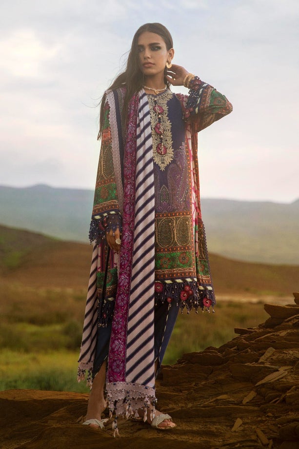 SANA SAFINAZ 3 Piece Unstitched Gold & Paste Printed Suit - M224-016B-CO