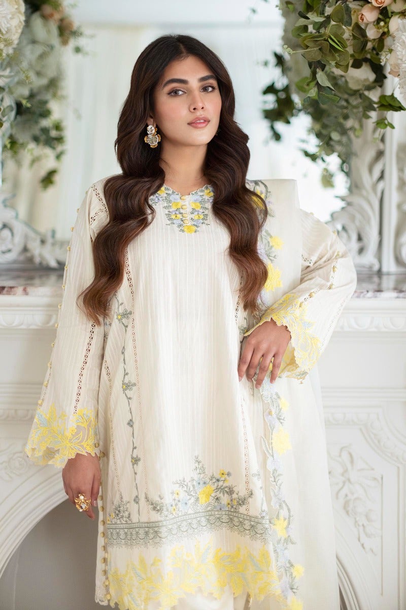 SANA SAFINAZ 3 Piece Unstitched Printed Embroidered Lawn Suit - M231-013A-CZ