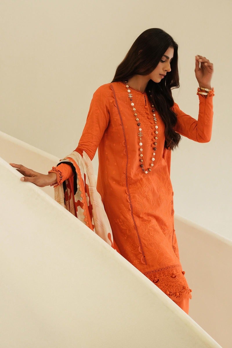 SANA SAFINAZ 3 Piece Unstitched Printed Embroidered Lawn Suit - M231-014A-CJ