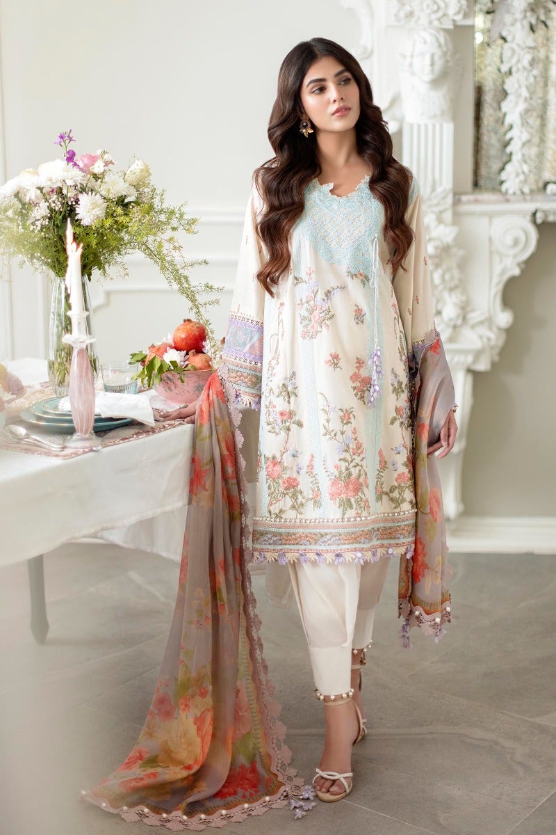 SANA SAFINAZ 3 Piece Unstitched Printed Embroidered Lawn Suit - M231-024A-CT