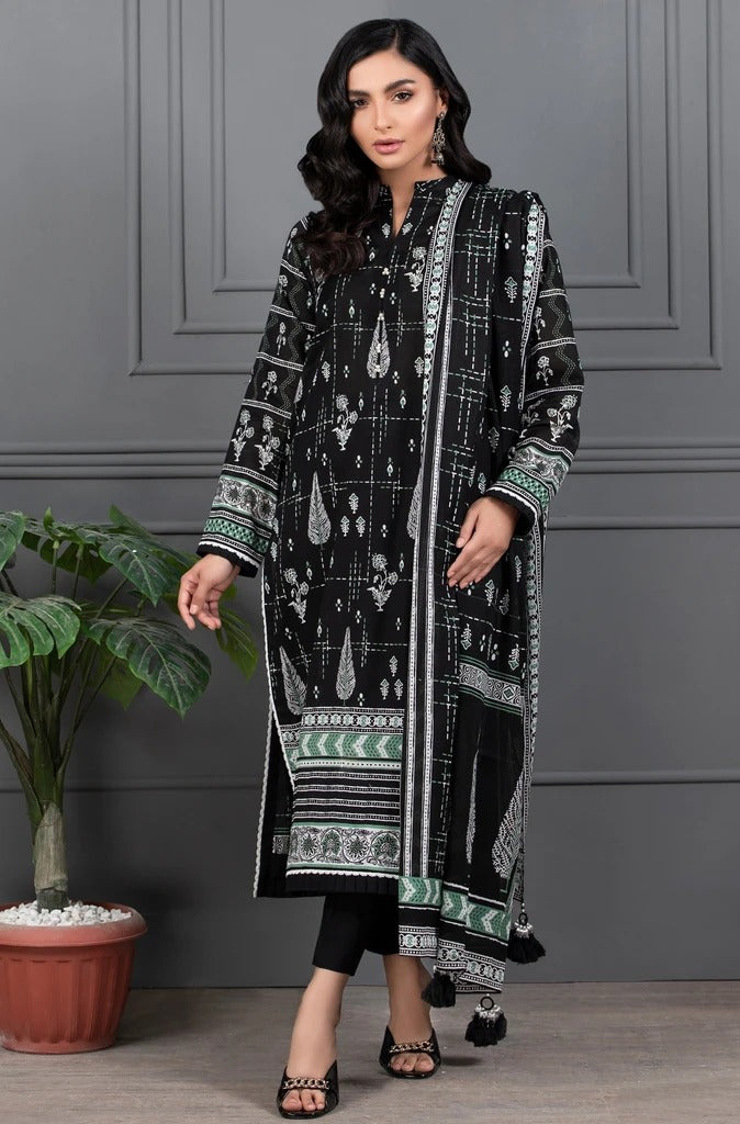Lakhani Mono Chrome 3 Piece Unstitched Printed Lawn Suit MCC-7011
