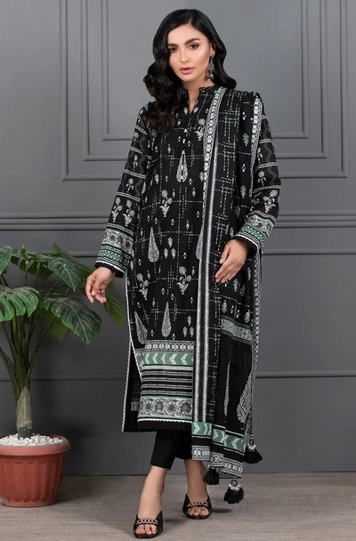 Lakhani Mono Chrome 3 Piece Unstitched Printed Lawn Suit MCC-7011