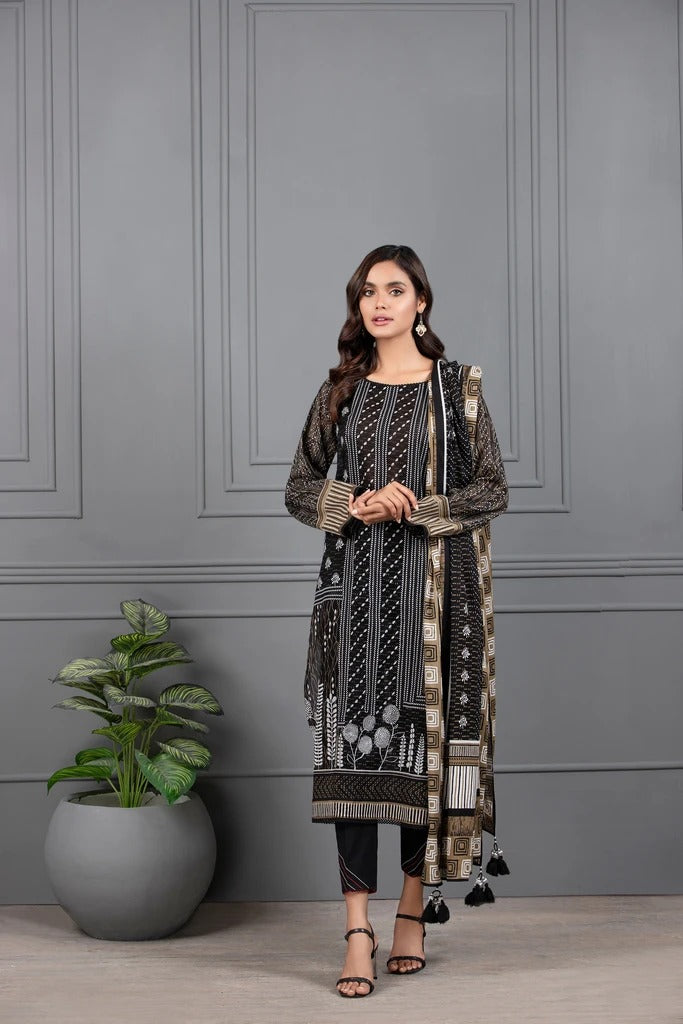 Lakhani Monochrome Ready To Wear 3 Piece Printed Lawn Suit LSM-2400