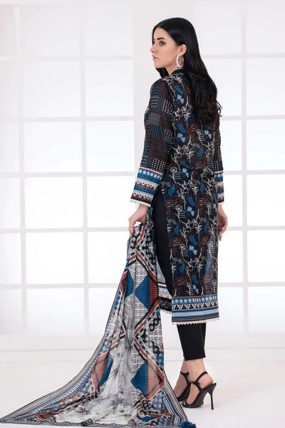 Lakhany 3 Piece Unstitched Monochrome Printed Lawn Suit - MCP-7011