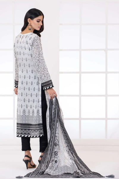Lakhany 3 Piece Unstitched Monochrome Printed Lawn Suit - MCP-7012