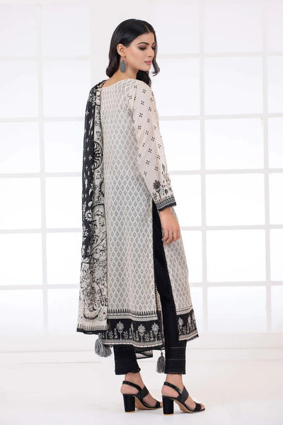 Lakhany 3 Piece Unstitched Monochrome Printed Lawn Suit - MCP-7014