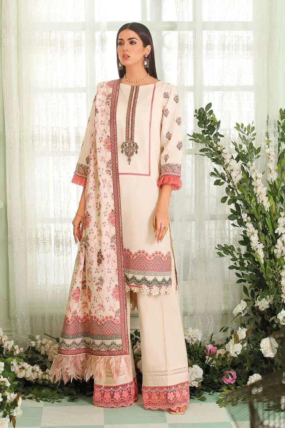 Gul Ahmed 3PC Embroidered Jacquard Unstitched Suit MJ-22022