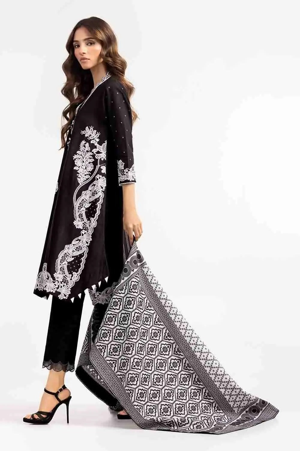 Gul Ahmed 3PC Stitched Embroidered Lawn Suit with Jacquard Dupatta MJ-22057