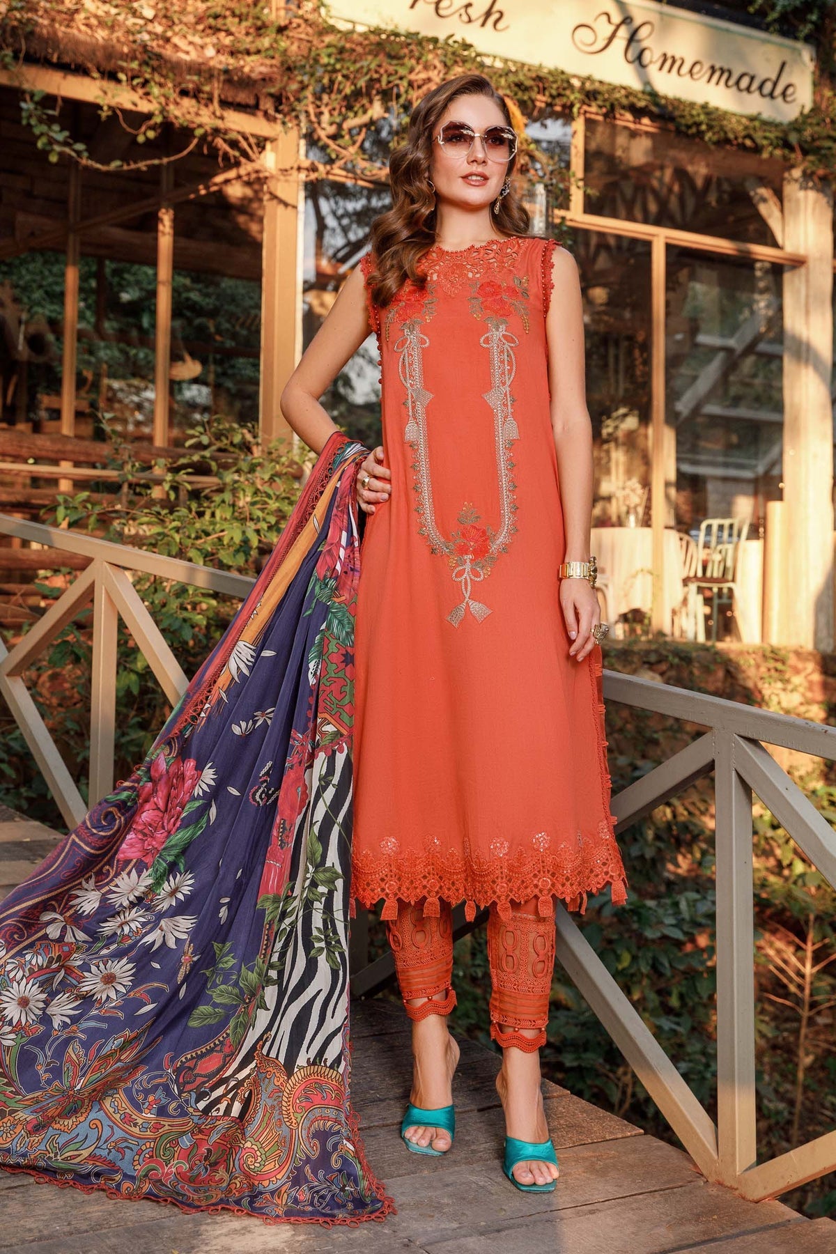 Maria. B 3 Piece Unstitched Printed Lawn Suit - MPT-1707-B