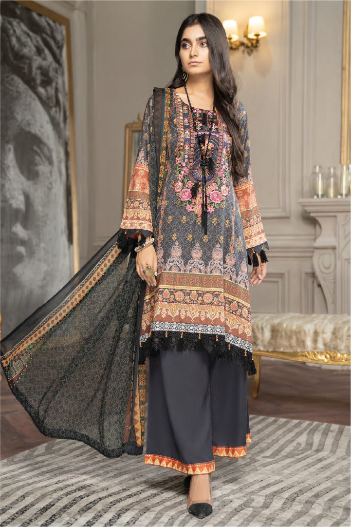Munira Designer 3 Piece Stitched Digital Fabric Lawn Suit - MSL-01