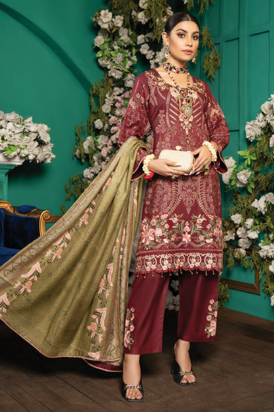 Munira Designer 3 Piece Stitched Dhanak Pashmina Shawl Suit - MSL-05