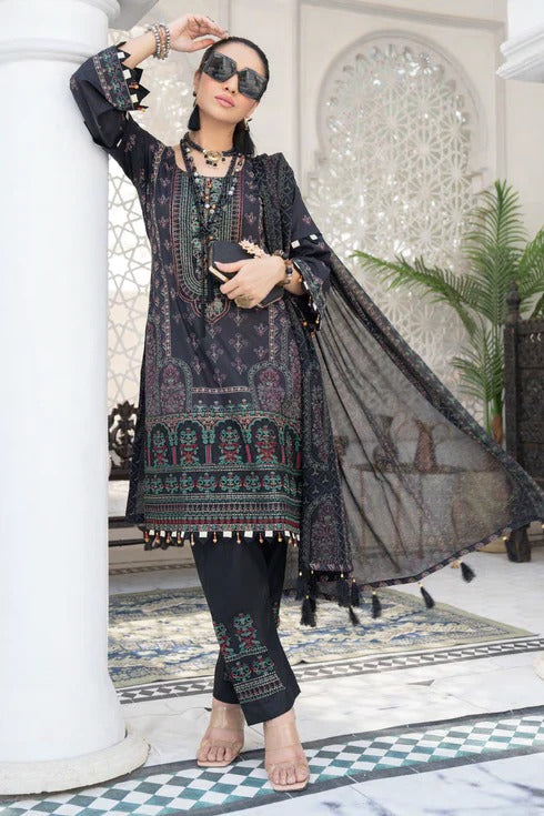 Munira Designer 3 Piece Stitched Embroidered Printed Lawn Suit - MSL-03