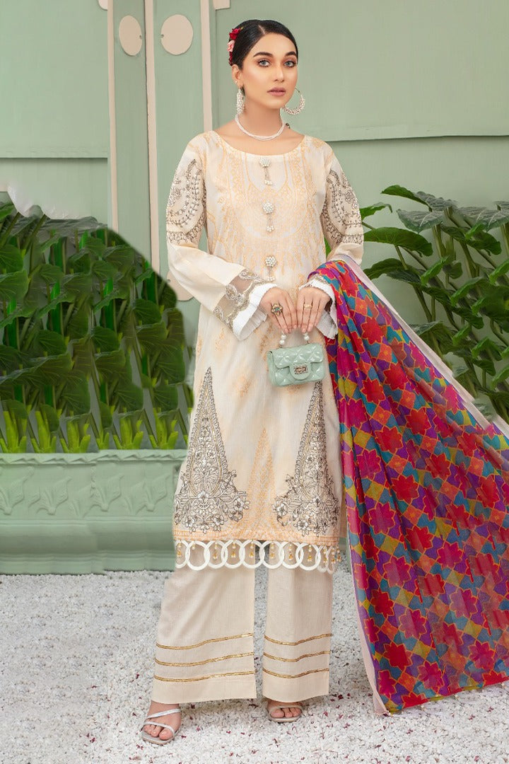 Mahi By Rangz 3 Piece Stitched Embroidered Suit - D-03