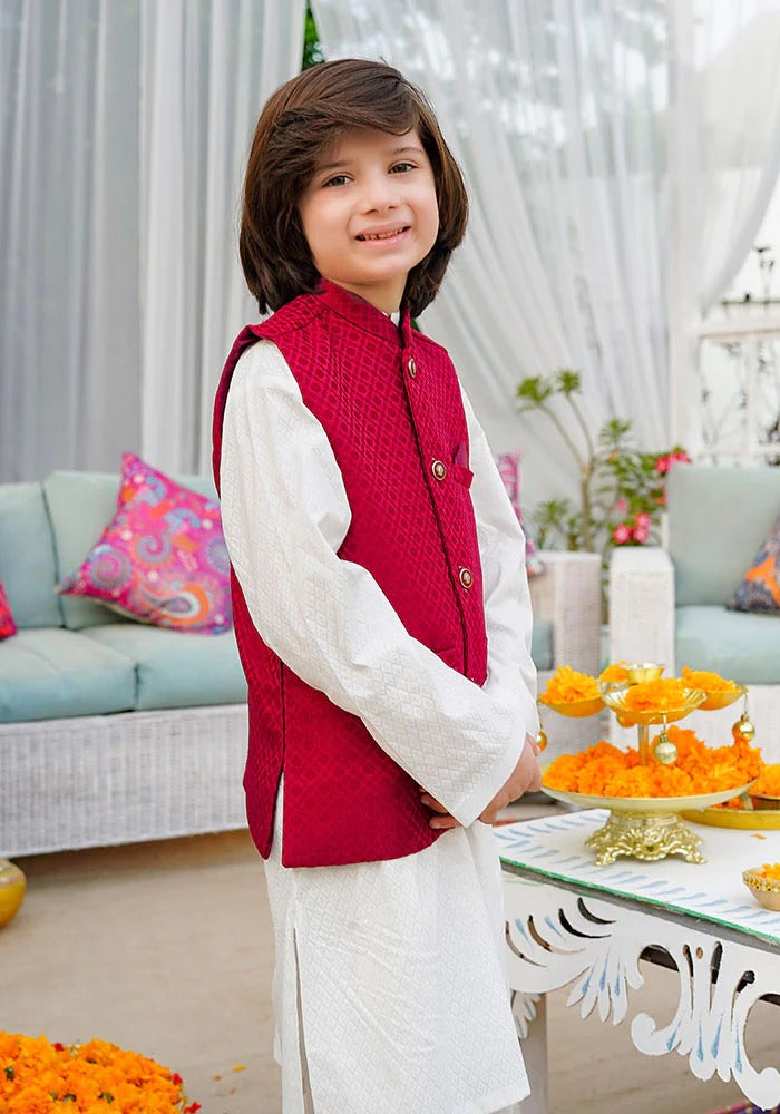 Ochre Clothing Stitched Kid’s Collection 3 Piece Boys Cotton Suit - OBK 43