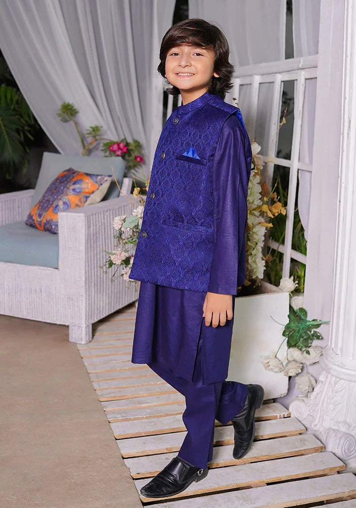 Ochre Clothing Stitched Kid’s Collection 3 Piece Boys Cotton Suit - OBK 44