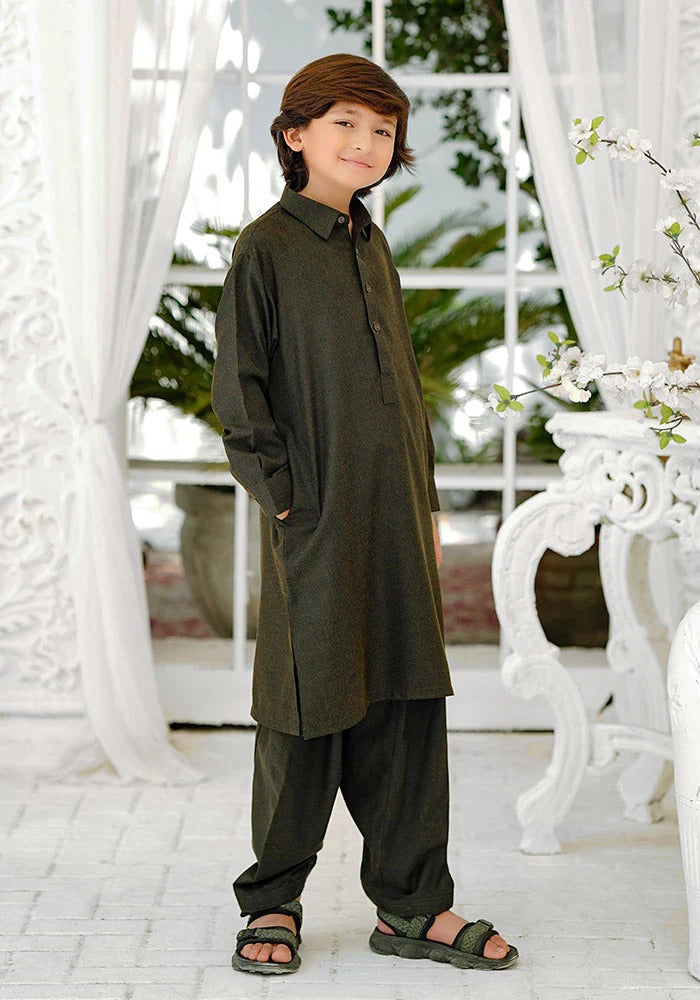 Ochre Clothing Stitched Kid’s Collection 2 Piece Khaddar Boys Kurta and Shalwar Suit - OBK 48