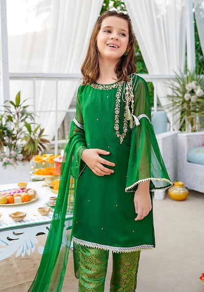 Ochre Clothing Stitched Kid’s Collection 3 Piece Chiffon Hand Adda Work Suit - OFW 515
