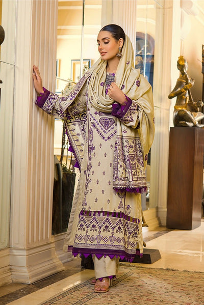 Rang Rasiya 3 Piece Stitched Embroidered Dobby Linen Suit D-15 OPAS