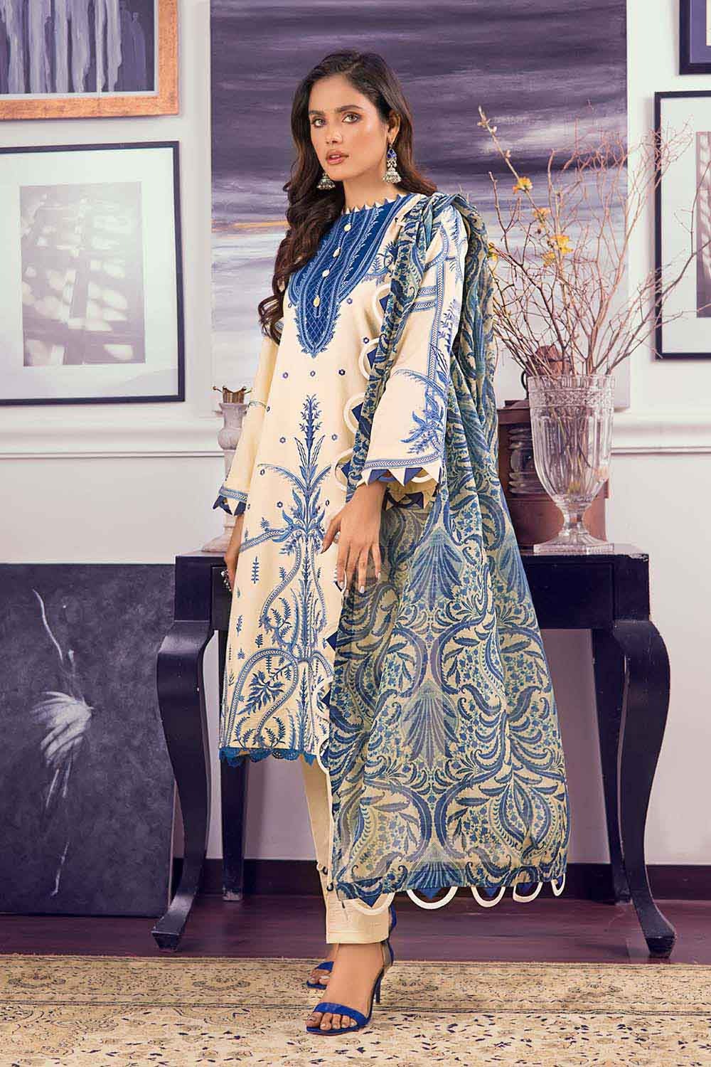 Gul Ahmed 3PC Luxury Lawn Unstitched Suit With Paper Cotton Dupatta PC-22001
