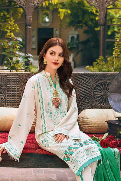 Gul Ahmed 3PC Embroidered Lawn Unstitched Suit With Embroidered Chiffon Dupatta PM-12009