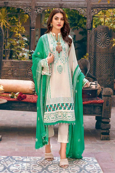 Gul Ahmed 3PC Embroidered Lawn Unstitched Suit With Embroidered Chiffon Dupatta PM-12009