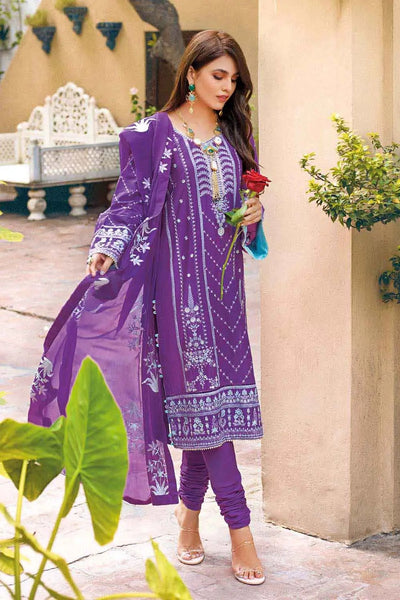 Gul Ahmed 3PC Sequins Embroidered Lawn Unstitched Suit With Embroidered Chiffon Dupatta PM-12018