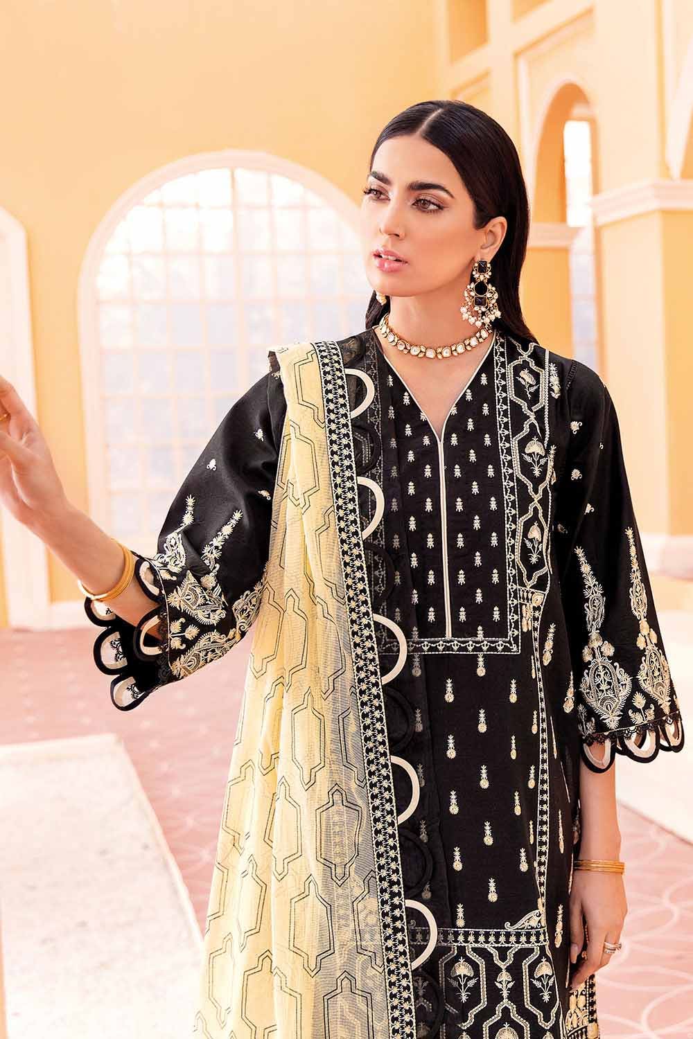 Gul Ahmed 3PC Embroidered Lawn Unstitched Suit With Embroidered Net Dupatta PM-22004