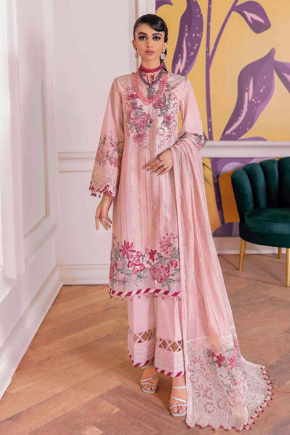 Gul Ahmed 3PC Luxury Embroidered Lawn Unstitched Suit PM-22005