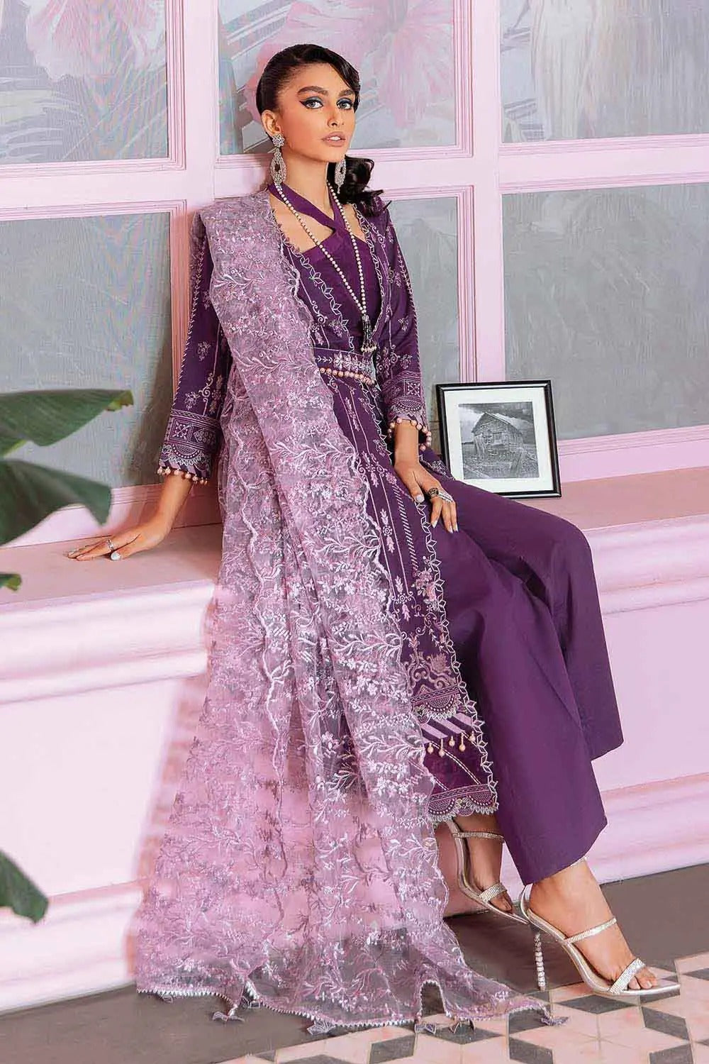 Gul Ahmed 3PC Luxury Lawn Embroidered Unstitched Suit PM-22026