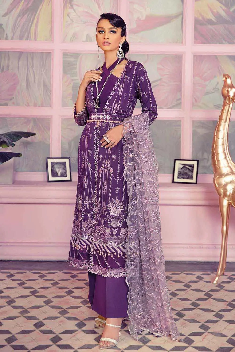 Gul Ahmed 3PC Luxury Lawn Embroidered Unstitched Suit PM-22026