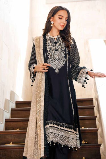 Gul Ahmed 3PC Premium Embroidered Chiffon Dupatta Unstitched Suit PM-32020