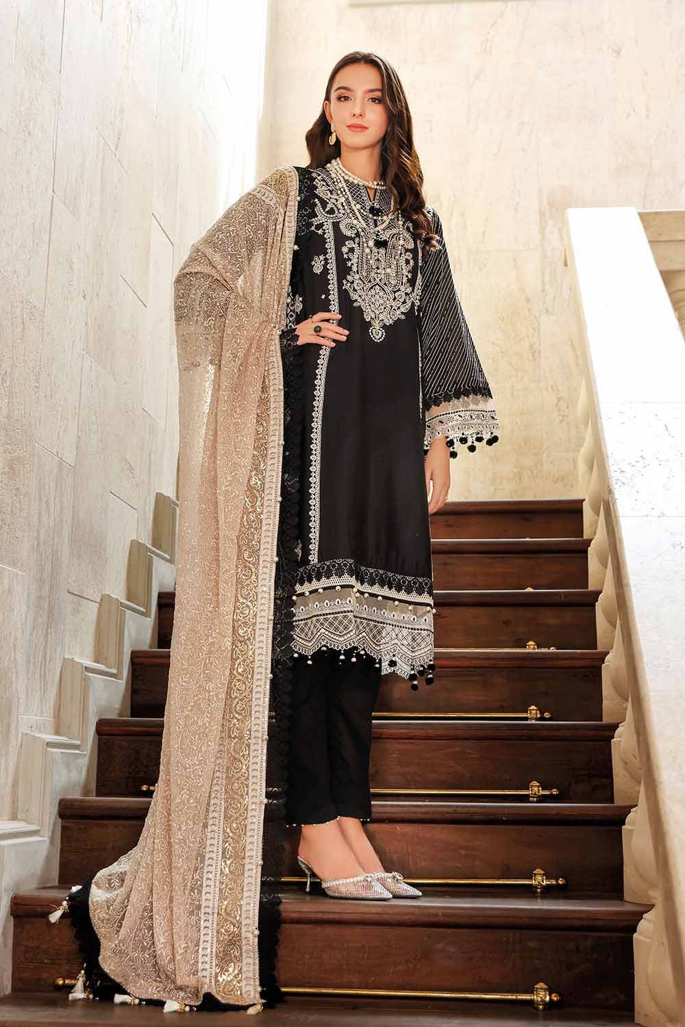 Gul Ahmed 3PC Premium Embroidered Chiffon Dupatta Unstitched Suit PM-32020