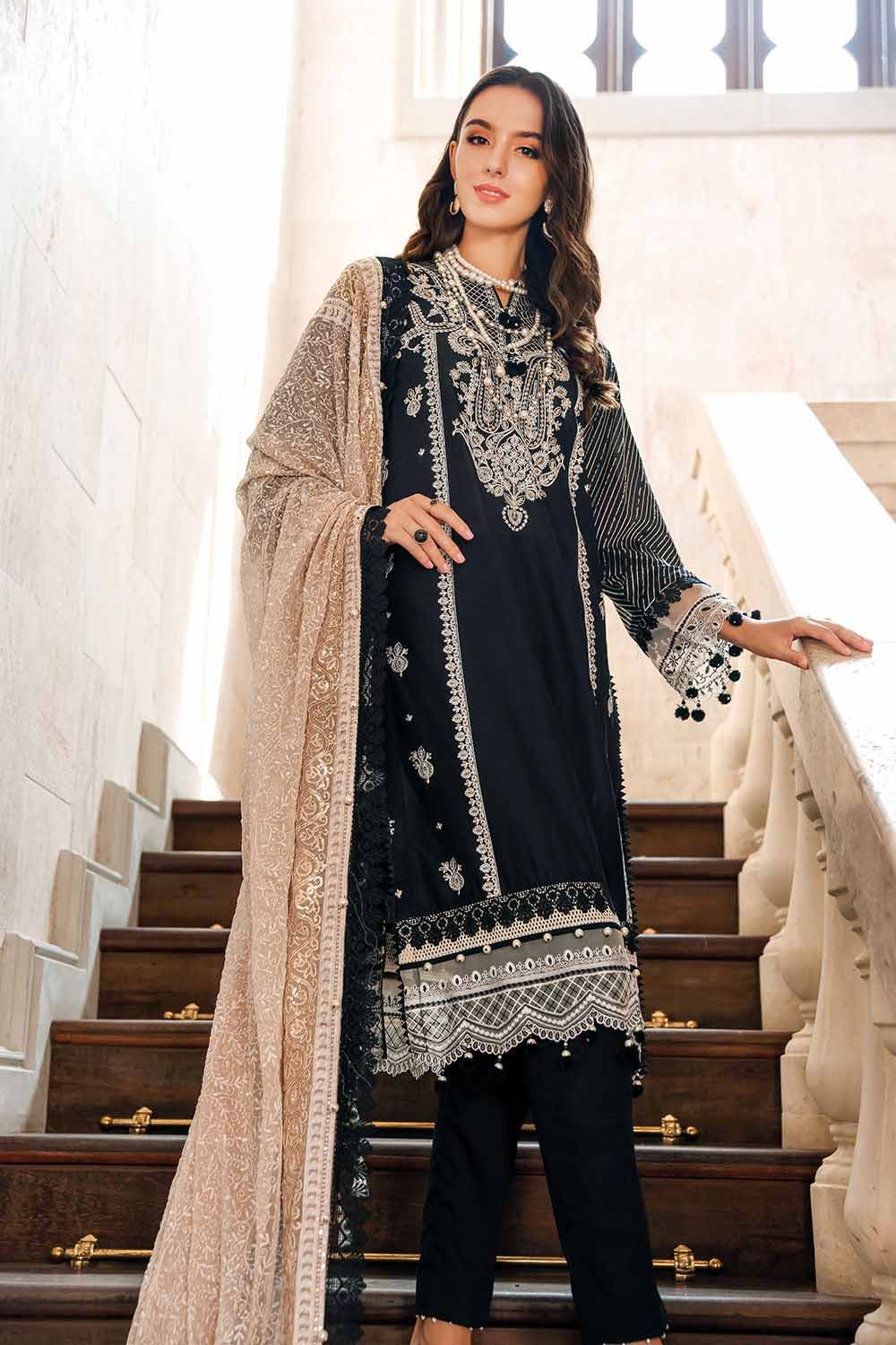 Gul Ahmed 3PC Premium Embroidered Chiffon Dupatta Unstitched Suit PM-32020