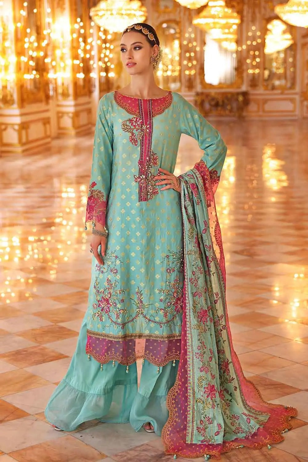 Gul Ahmed 3PC Unstitched Jacquard Embroidered Suit with Jacquard Dupatta PRW-22002