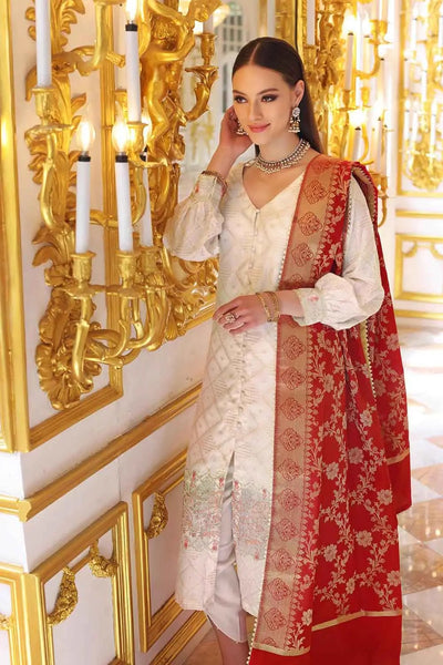 Gul Ahmed 3PC Unstitched Jacquard Embroidered Suit with Banarsi Jacquard Dupatta PRW-22010