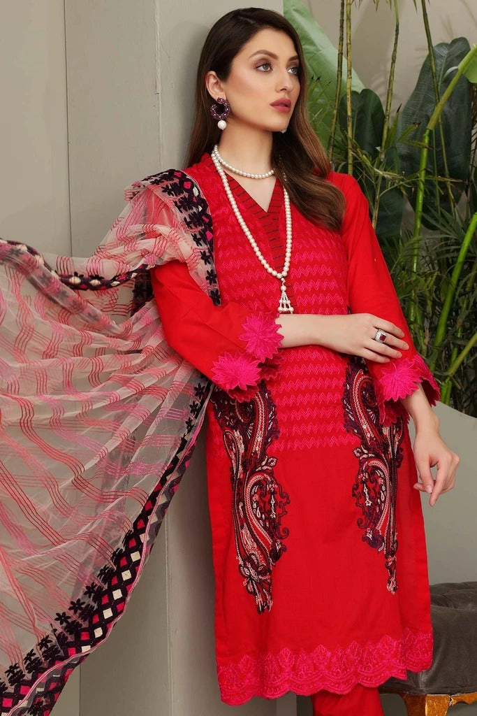 Charizma 3 Piece Unstitched Embroidered Brosha Lawn Suit - RM-17
