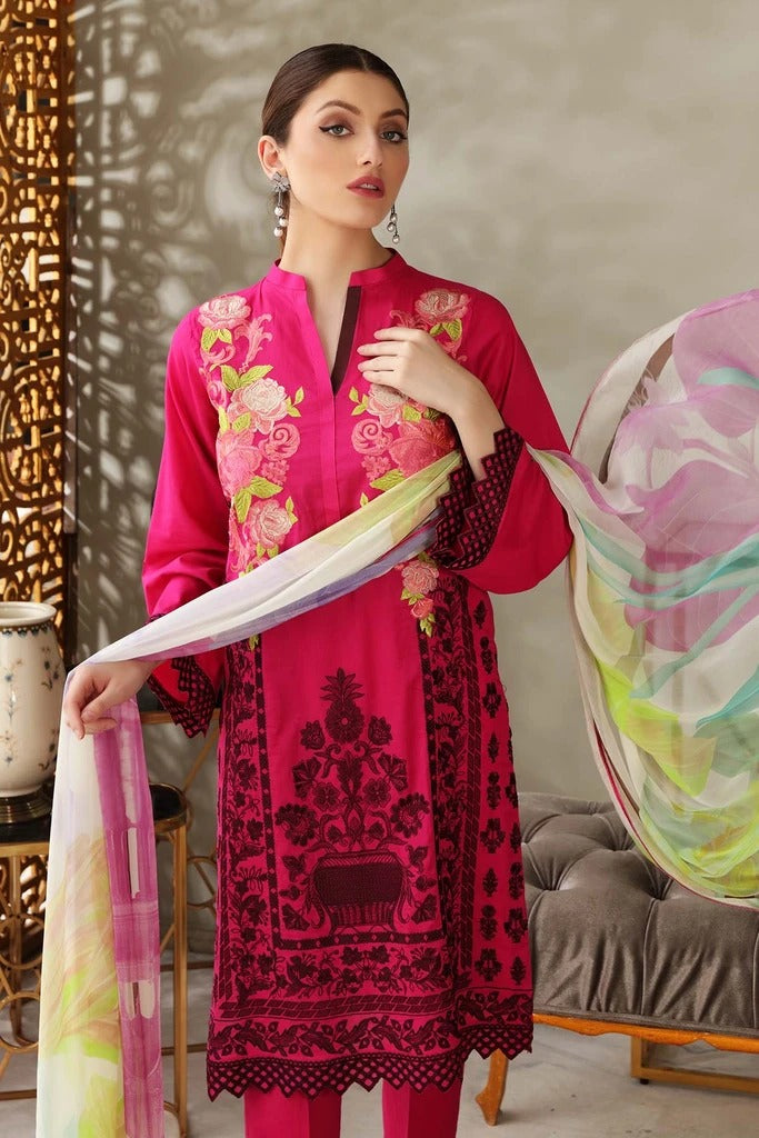 Charizma 3 Piece Unstitched Embroidered Brosha Lawn Suit - RM-21
