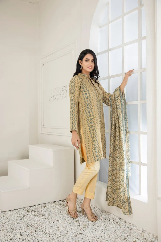 Lakhany 3 Piece Unstitched Printed Wash & Wear wrinkle free Suit SAF-621-A