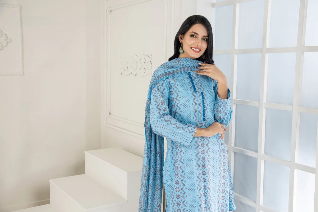 Lakhany 3 Piece Unstitched Printed Wash & Wear wrinkle free Suit SAF-621-B