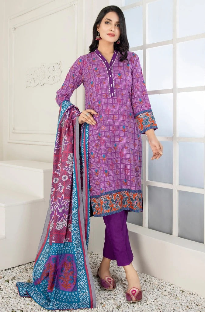 Lakhany 3 Piece Unstitched Printed Wash & Wear wrinkle free Suit SAF-622-A