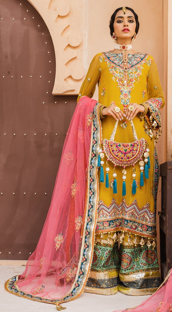 Anaya By Kiran Chaudhry 3 Piece Unstitched Embroidered Chiffon Suit - SEHAR