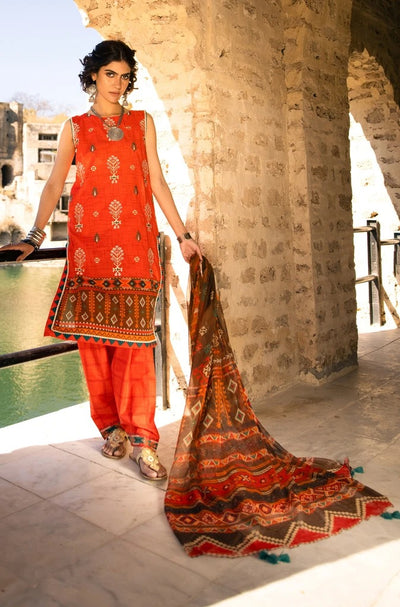 Lakhani Spring 3 Piece Unstitched Embroidered Lawn Suit SG-2102